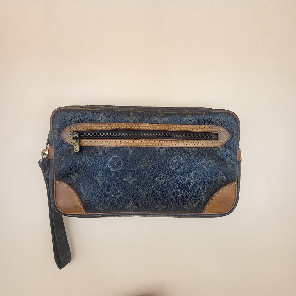 LOUIS VUITTON MARLY DRAGONNE GM CLUCTH BAG PURSE, Authentic w/COA.
